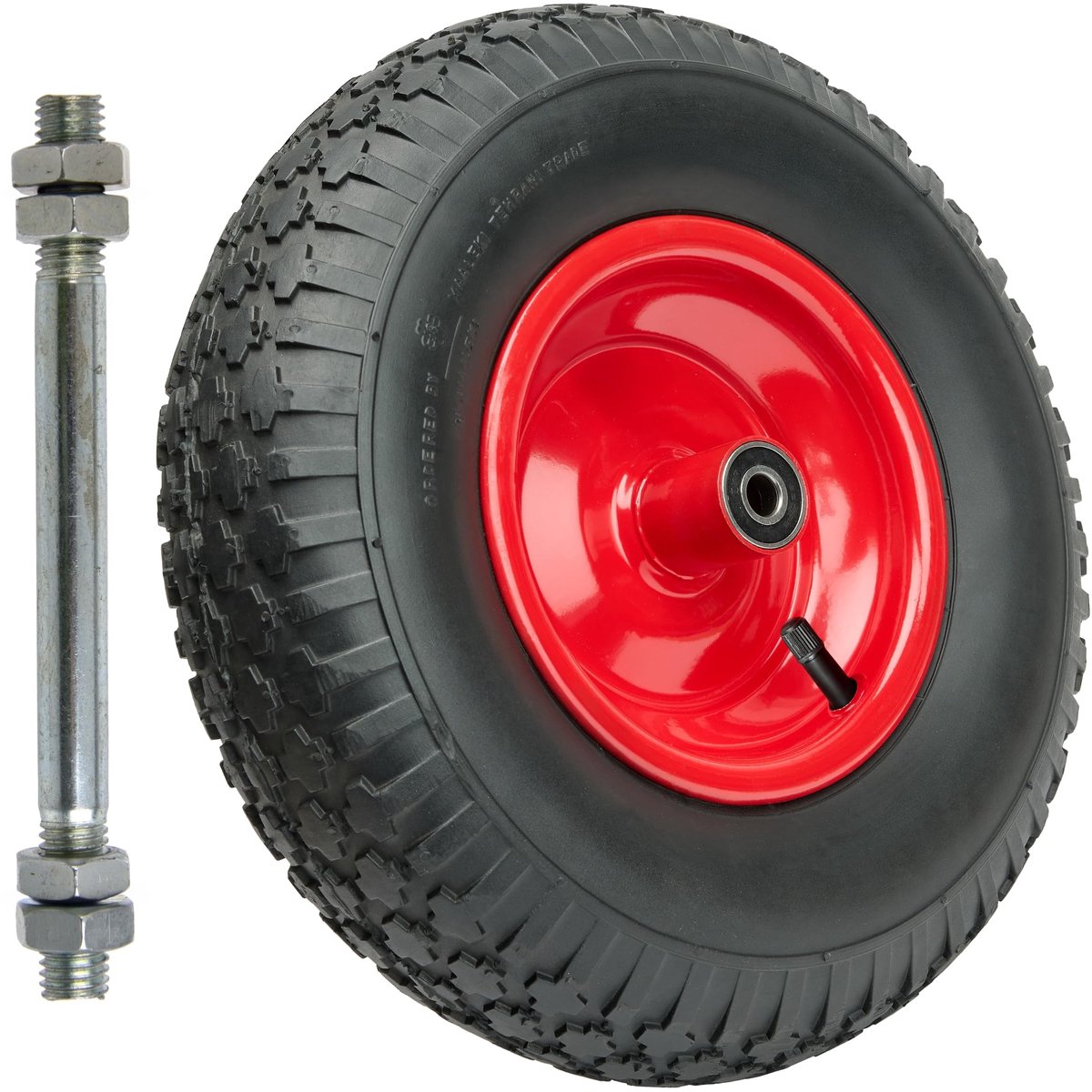 SnelShoppen - Garronda Kruiwagenwiel 4.00-6 met Luchtband en As, Hoge Kwaliteit, Ø 32×9 cm, Draagvermogen tot 136 kg, Geschikt voor Tuin en Bouw, Zwar