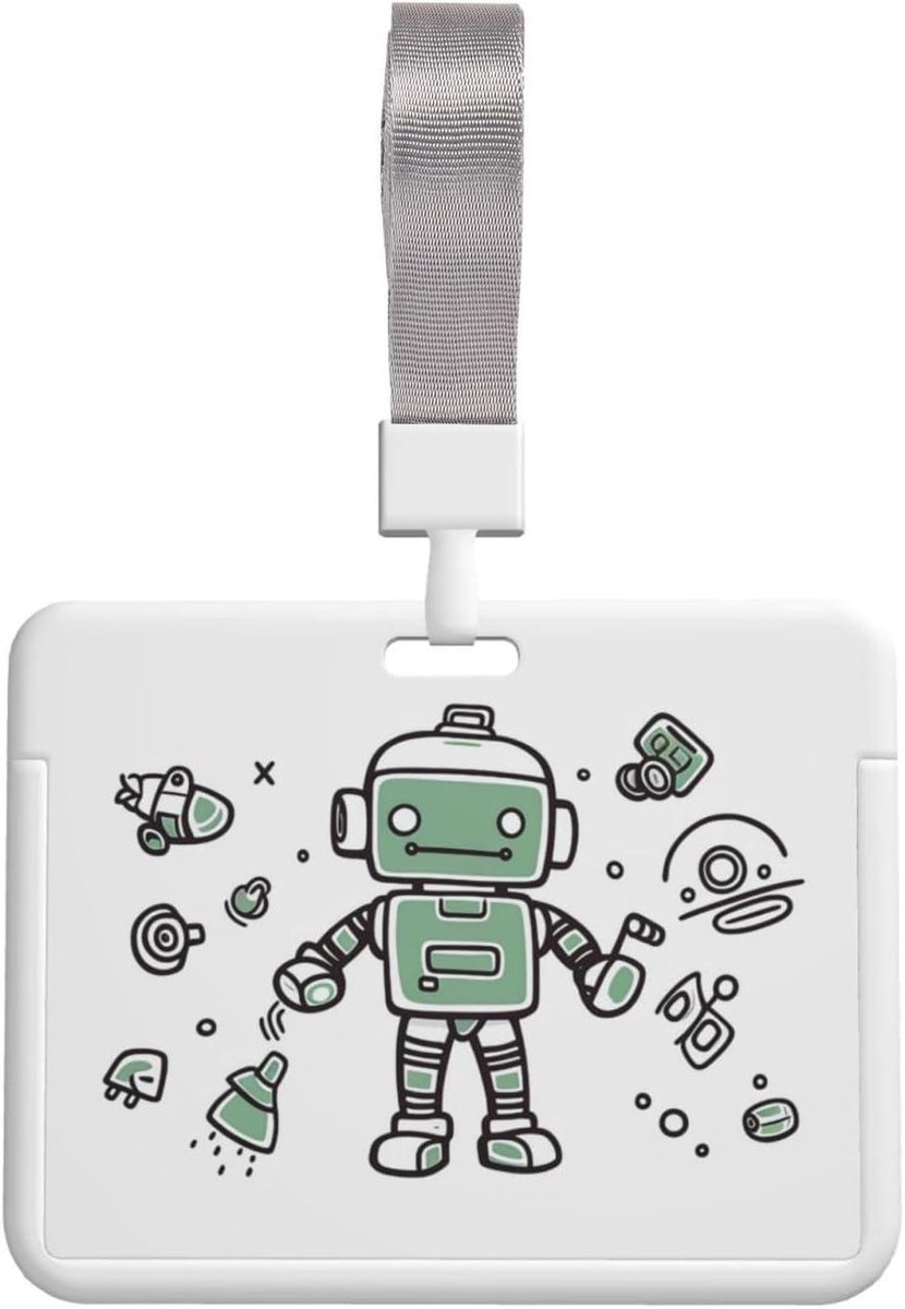 ID-badgehouder plastic - Kaarthouder hoesje - Werk identiteit - Afneembare lanyard - 10.2 x 6.4 cm - Lijn Robot