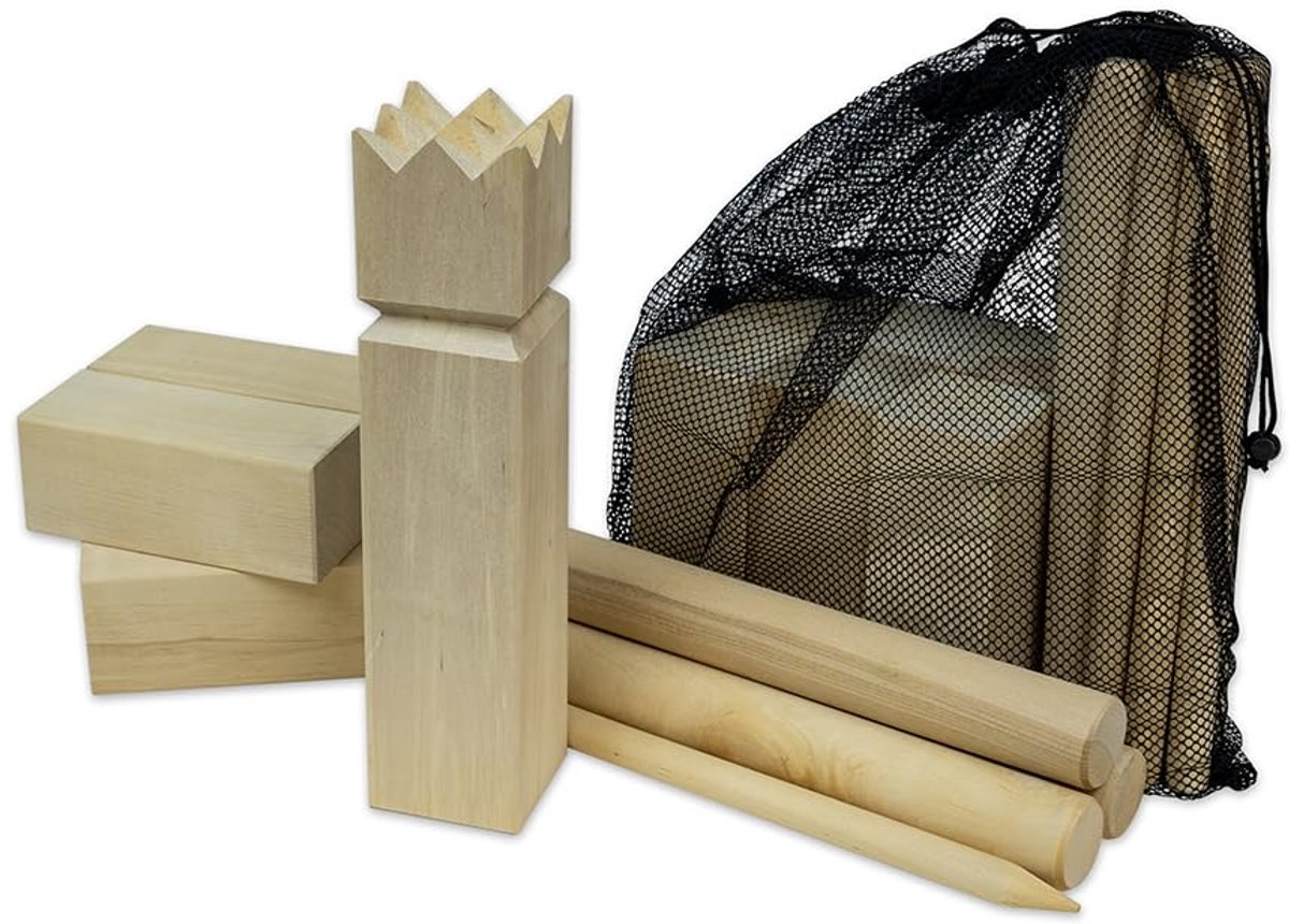 SnelShoppen - CARROMCO Viking-schaken Kubb Zweeds schaakset van weerbestendig rubberboomhout, buiten werpspel voor kinderen en volwassenen, tuin- en s