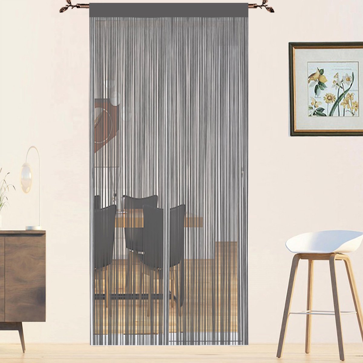 SnelShoppen - Deurgordijnen Vliegengaas Gordijn voor Raam en Deuren - Grijs 90 x 245 cm - Ideaal voor Slaapkamer, Woonkamer, Kastdeur en Kamerscheidin