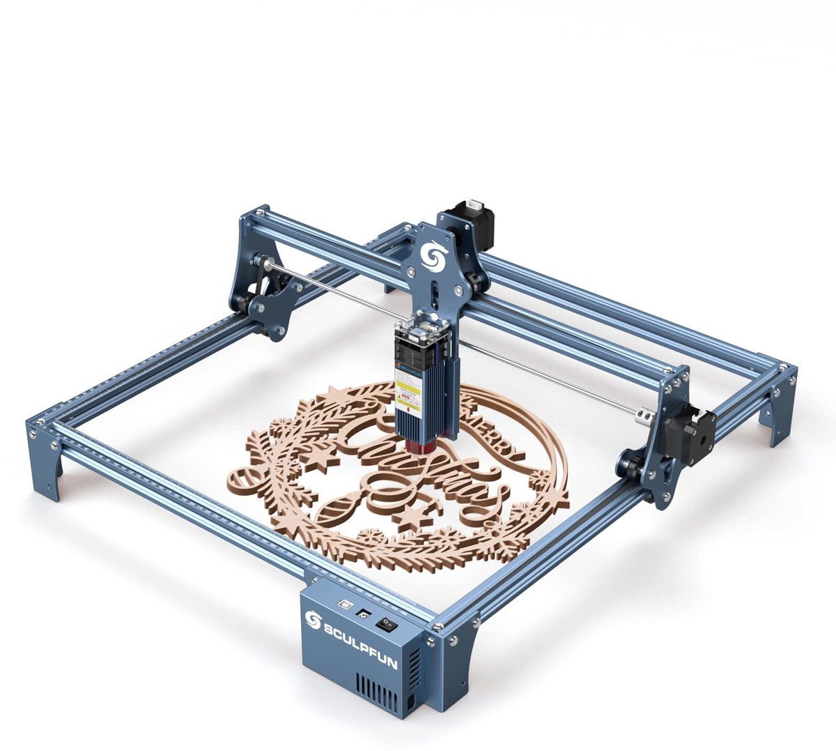 SnelShoppen - SCULPFUN Lasergraveermachine 90W Met 5,5W Diodelaser, Hout en Metaal Graveermachine, DIY Snijden en Graveren, Oogbescherming, Fixfocus