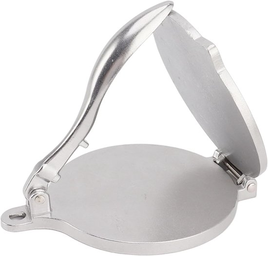 Tortilla Pers - Pizzadeeg Maker - Traditioneel Gebak Maken - Handmatig Aluminium - 16 cm - Zilver — afbeelding 2