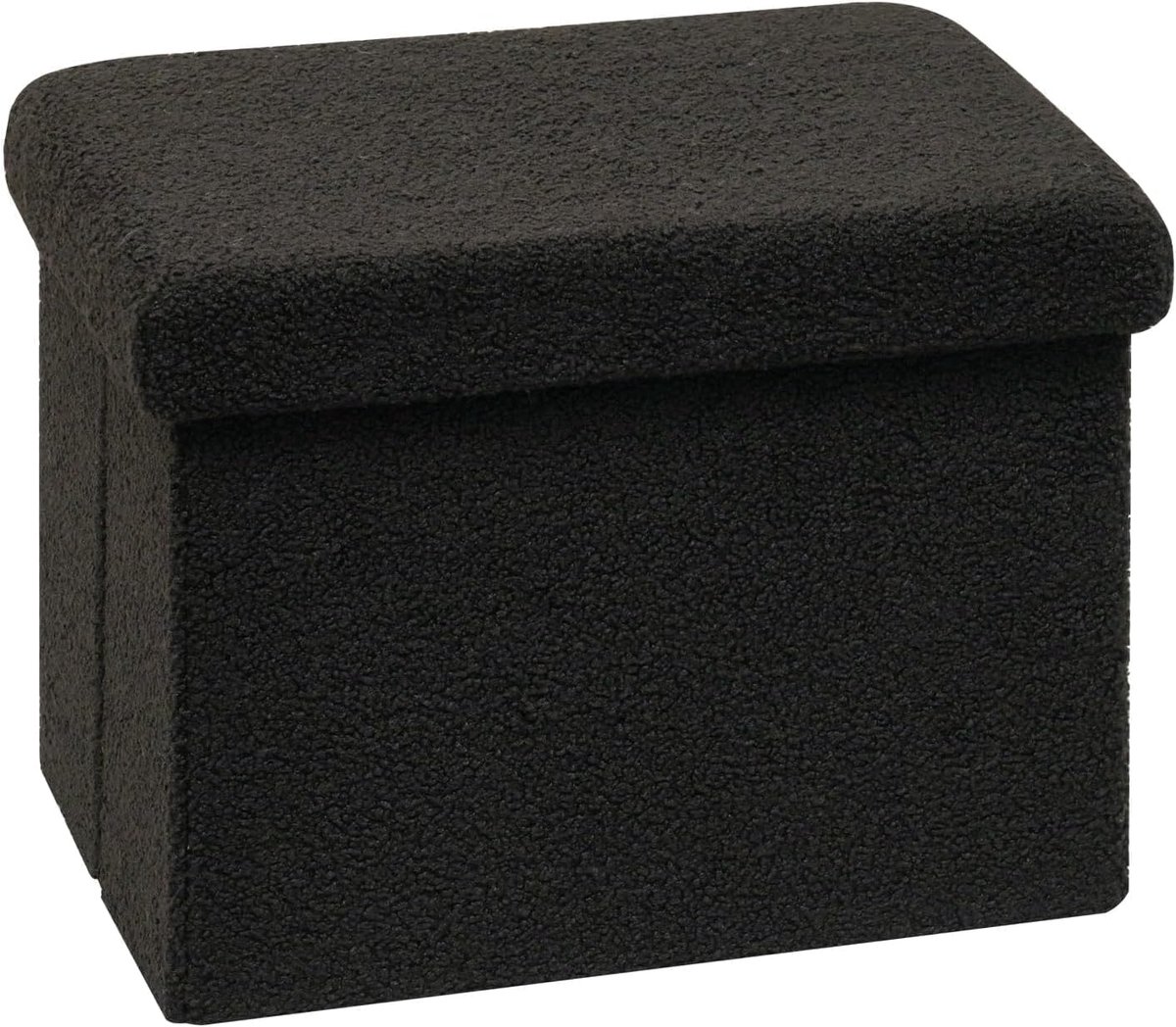 SnelShoppen - Bonlife Zitpoef met Opbergruimte, Opvouwbare Zitkubus met Deksel, Fleece Voetenbank, Kist en Opbergdoos, Zwart, 42 x 32 x 32 cm voor Thu