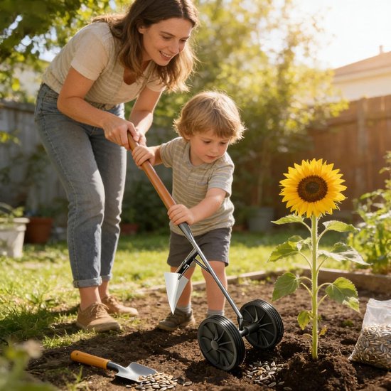 Handmatige Grashak - Tuin cultivator - Bodem losmaken - Dubbele voorwielen - 45 x 23 cm - Niet gespecificeerd — afbeelding 2