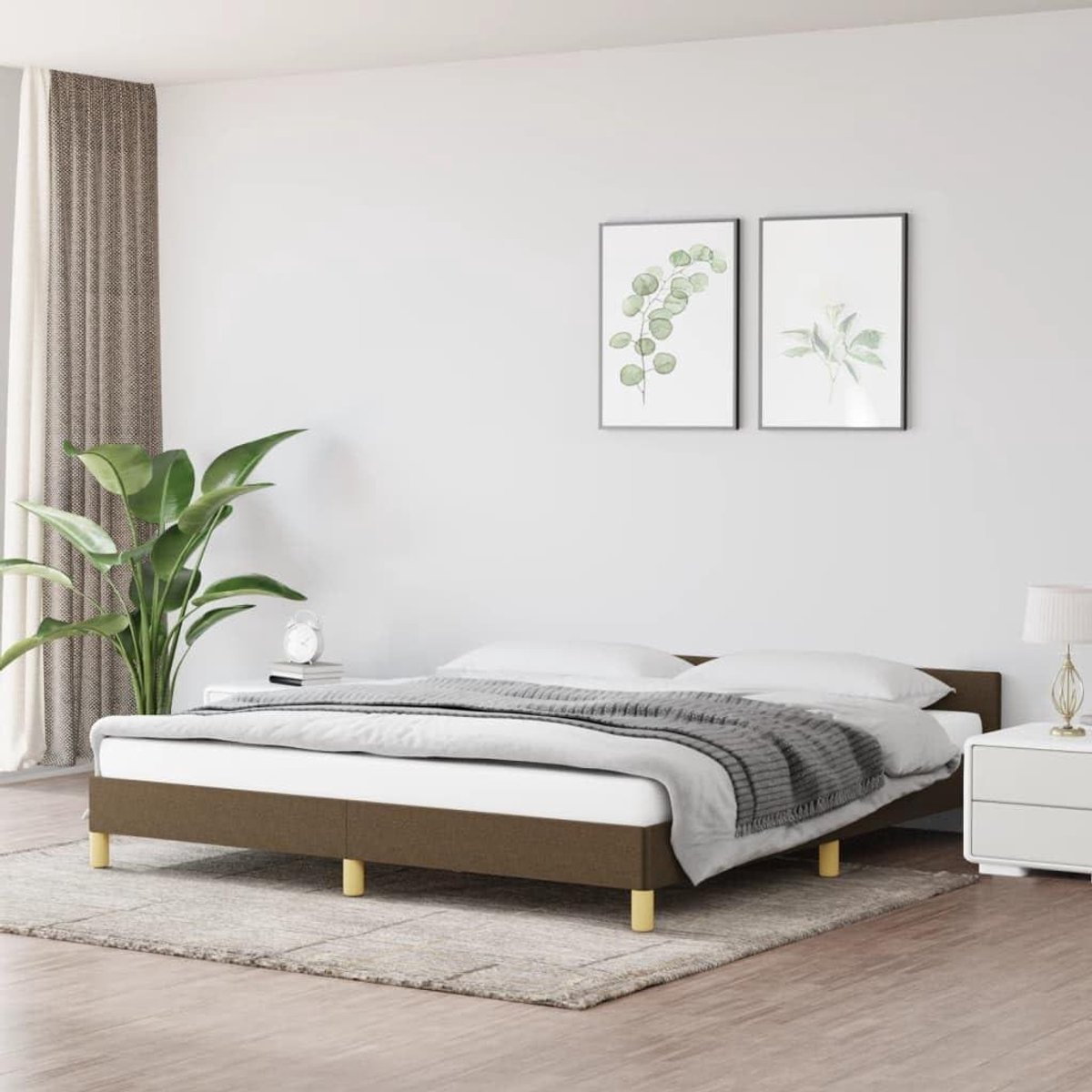 Bedframe met hoofdeinde - Bedframe stof - Rustgevende slaap - Duurzame ademende stof - 180x200 cm - Donkerbruin