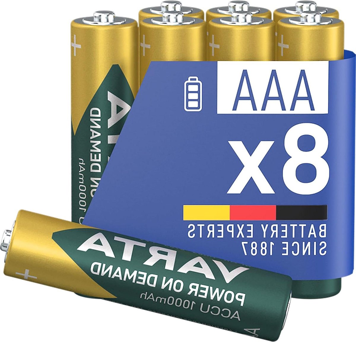 Oplaadbare Batterijen - AAA Accu's - Dagelijks Gebruik - Direct Klaar Voor Gebruik - 8 Stuks - Grijs