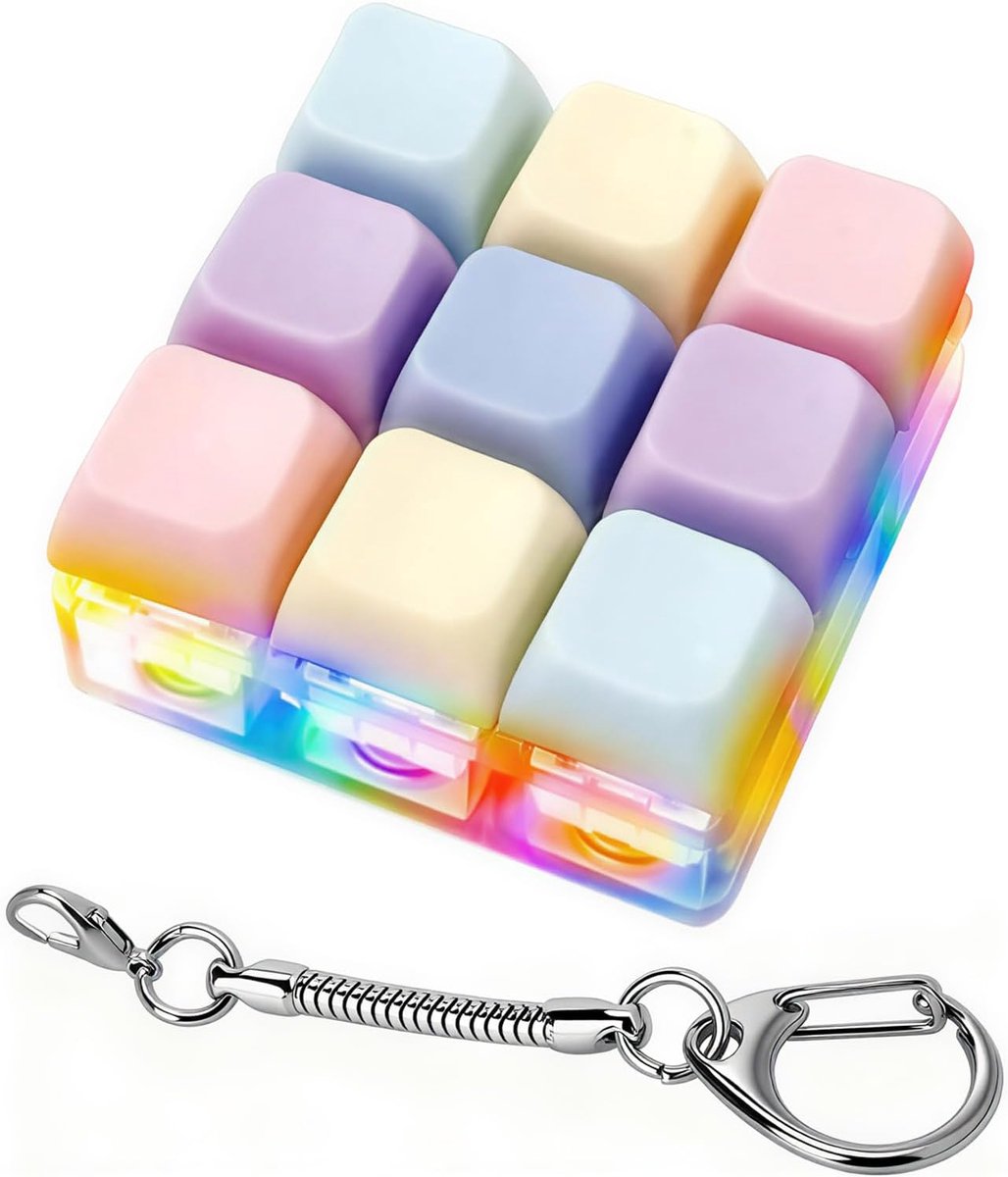 mechanische schakelaar, stressverminderend speelgoed met klikgeluid en RGB-licht, draagbaar sensorisch fidgetspeelgoed voor angstverlichting, school- en