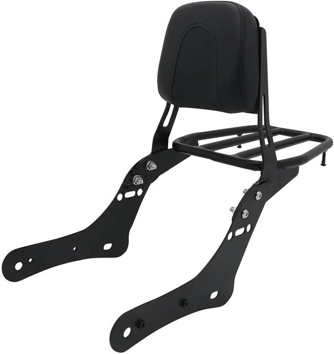 Motorfiets Bagagedrager met Rugleuning - Passagierssteun Achterbank - Extra Bagage Vervoeren - Afneembare Rugleuning - N.v.t. - Zwart