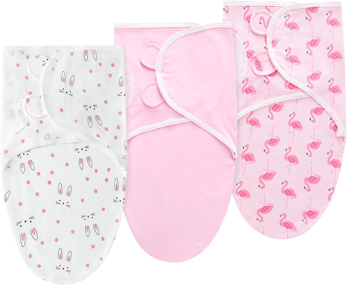 Swaddle deken voor 0-3 maanden, 3-pack biologische katoen baby swaddles, pasgeboren wikkeldeken, verstelbare wikkels, wikkels voor pasgeboren baby jongens en meisjes