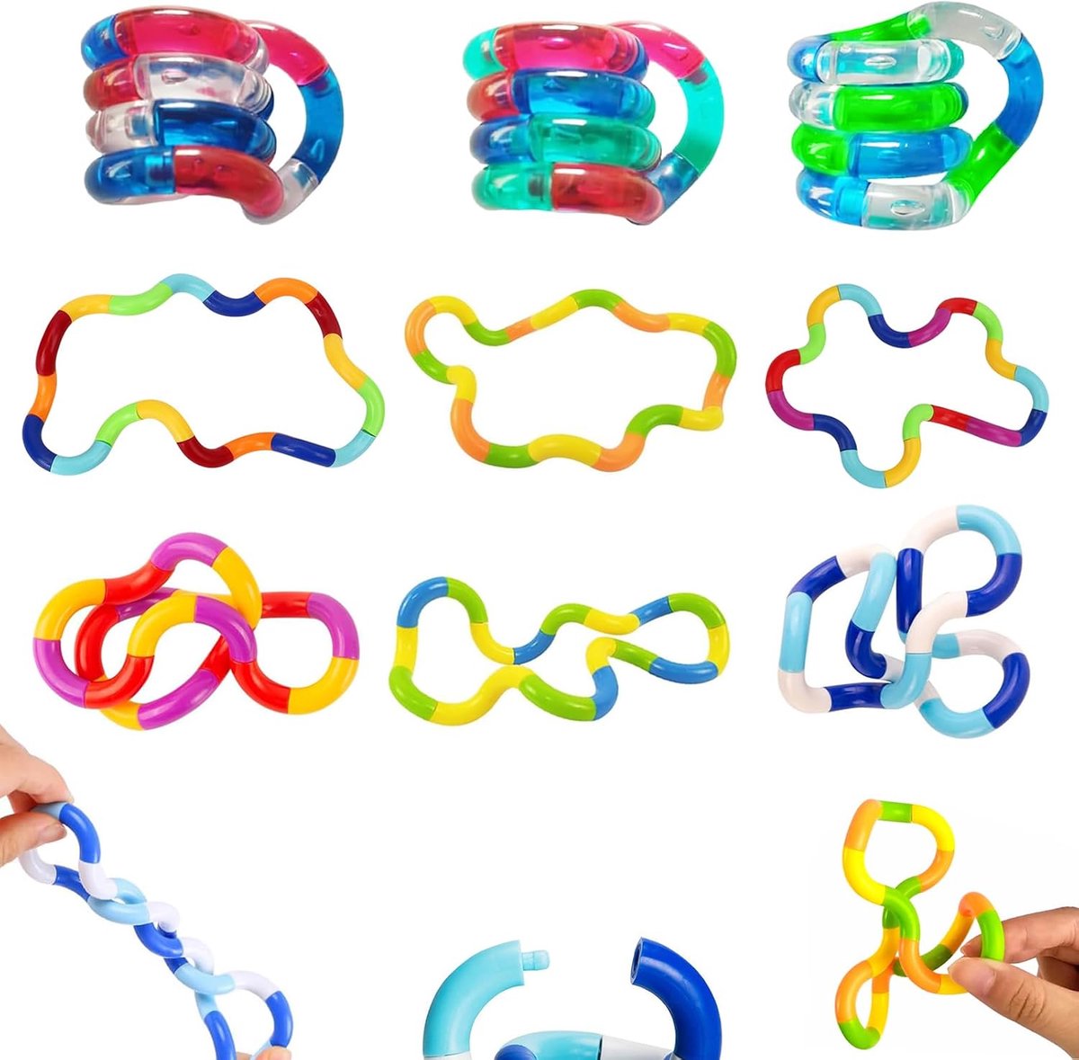 Twister Handspeelgoed 10 Stuks Twisty Toy Snake Toys Stressverminderend Speelgoed Twister Fidget Toys voor Hand-OogcoöRdinatie en Autisme, Wikkelspeelgoed, Vingertwist