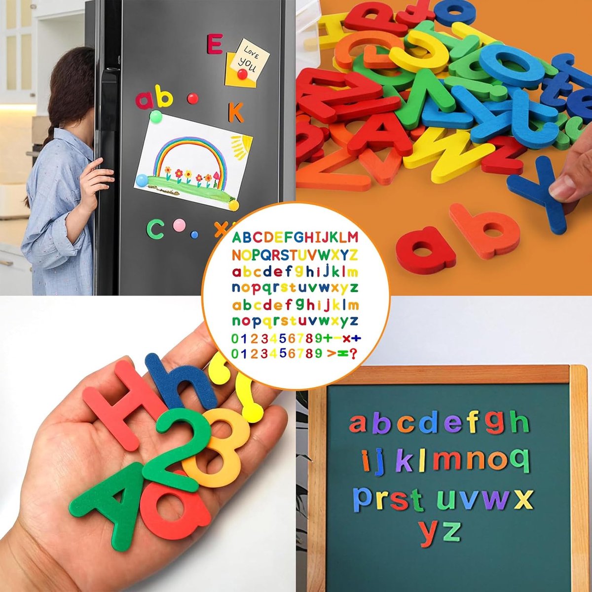 Magnetische letters en cijfers, 105 stuks alfabet magneten met grote