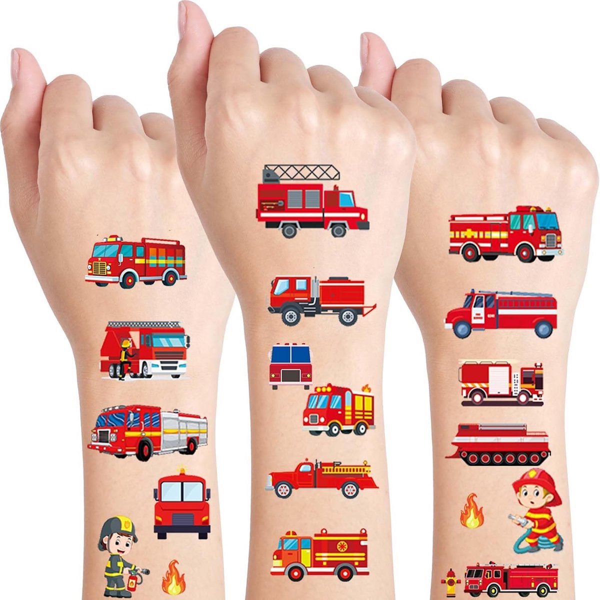 Tijdelijke tatoeages voor kinderen brandweerman verjaardagsfeest accessoires, stoomspoorweg trein themastickers, klaslokaal beloningen stickers
