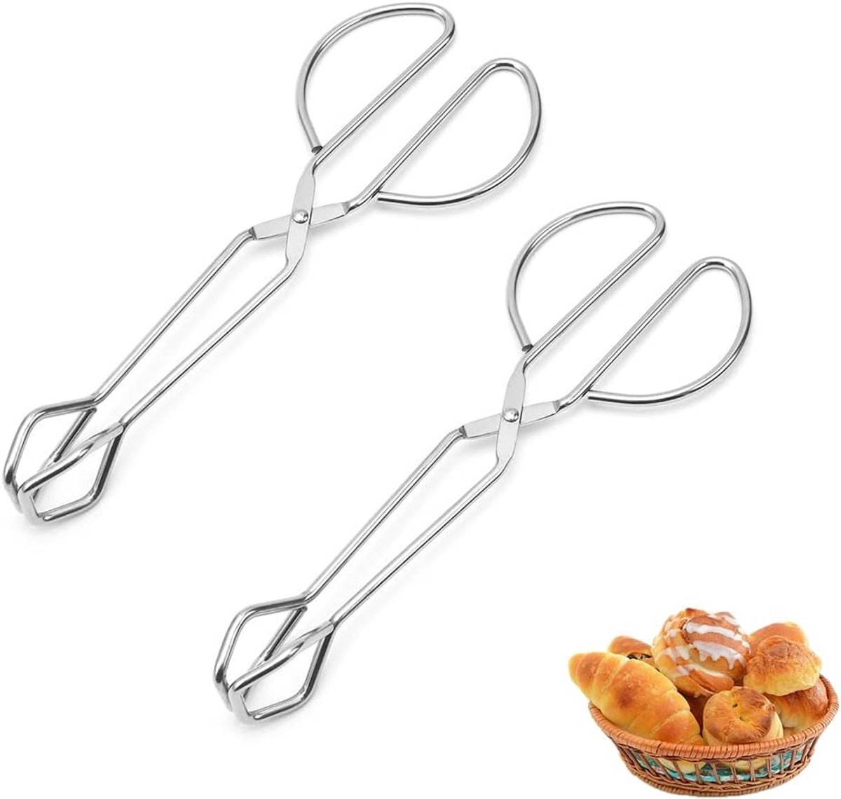 2 stuks grillschaar, 25,3 x 9,3 cm, keukentang, grilltang, roestvrij staal, hittebestendig, voor familiekeuken, restaurants, hotels, barbecues in de open lucht, 2 stuks