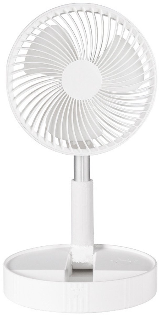 Opvouwbare Staande Ventilator met Afstandsbediening, Verstelbare Hoogte 14,2'' tot 39'', 4 Snelheden, Oplaadbaar 7200mAh, Telescopische USB Ventilator voor Binnen en Buiten