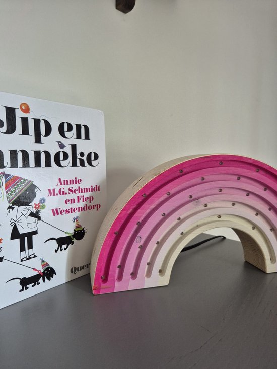 Nachtlamp Regenboog Roze - Kinderkamer - Babykamer - LED-Verlichting - Hout - Handgemaakt - Lamp - Lichtenhout.nl van Lichtenhout.nl — afbeelding 4