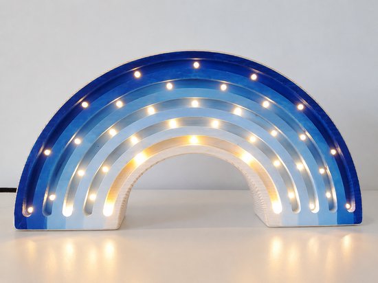Nachtlamp Regenboog Blauw - Kinderkamer - Babykamer - LED-Verlichting - Hout - Handgemaakt - Lamp - Lichtenhout.nl van Lichtenhout.nl — afbeelding 3