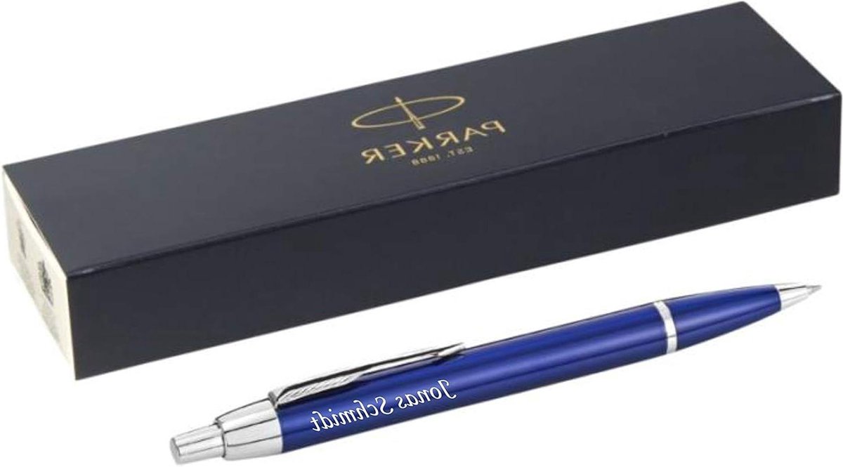 Balpen Metaal - Schrijfgerei Blauw - Persoonlijk Cadeau - Met Lasergravure - 0.9 x 13.6 cm - Blauw