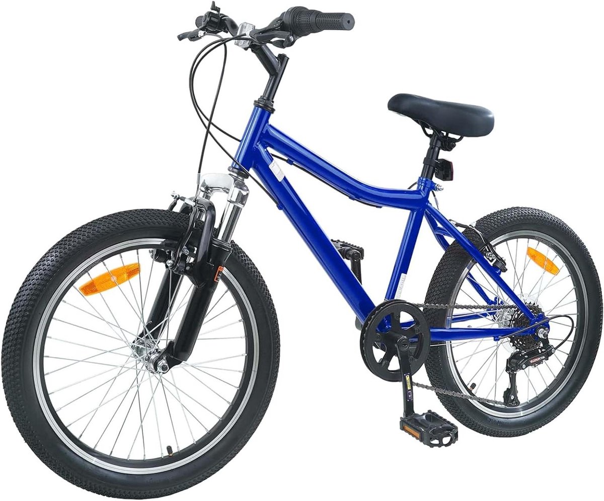 Kinderfiets sfiets sfiets Fietstraining en Avontuur Verstelbaar Stuur en Zadel 20 inch Donkerblauw