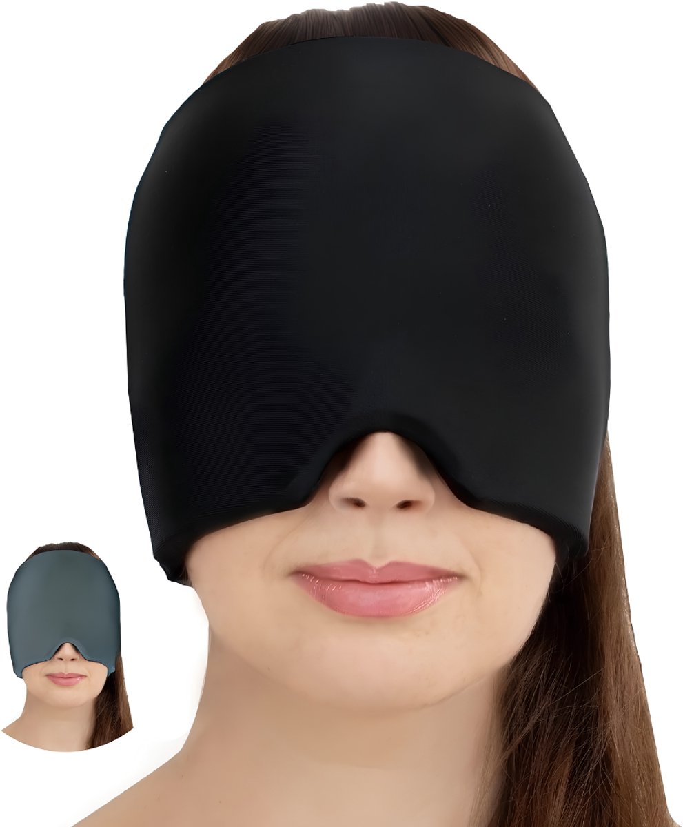 JCP® Migraine Masker - Migraine Muts - Hoofdpijn Masker - Zwart - 27cm x 18cm x 3cm