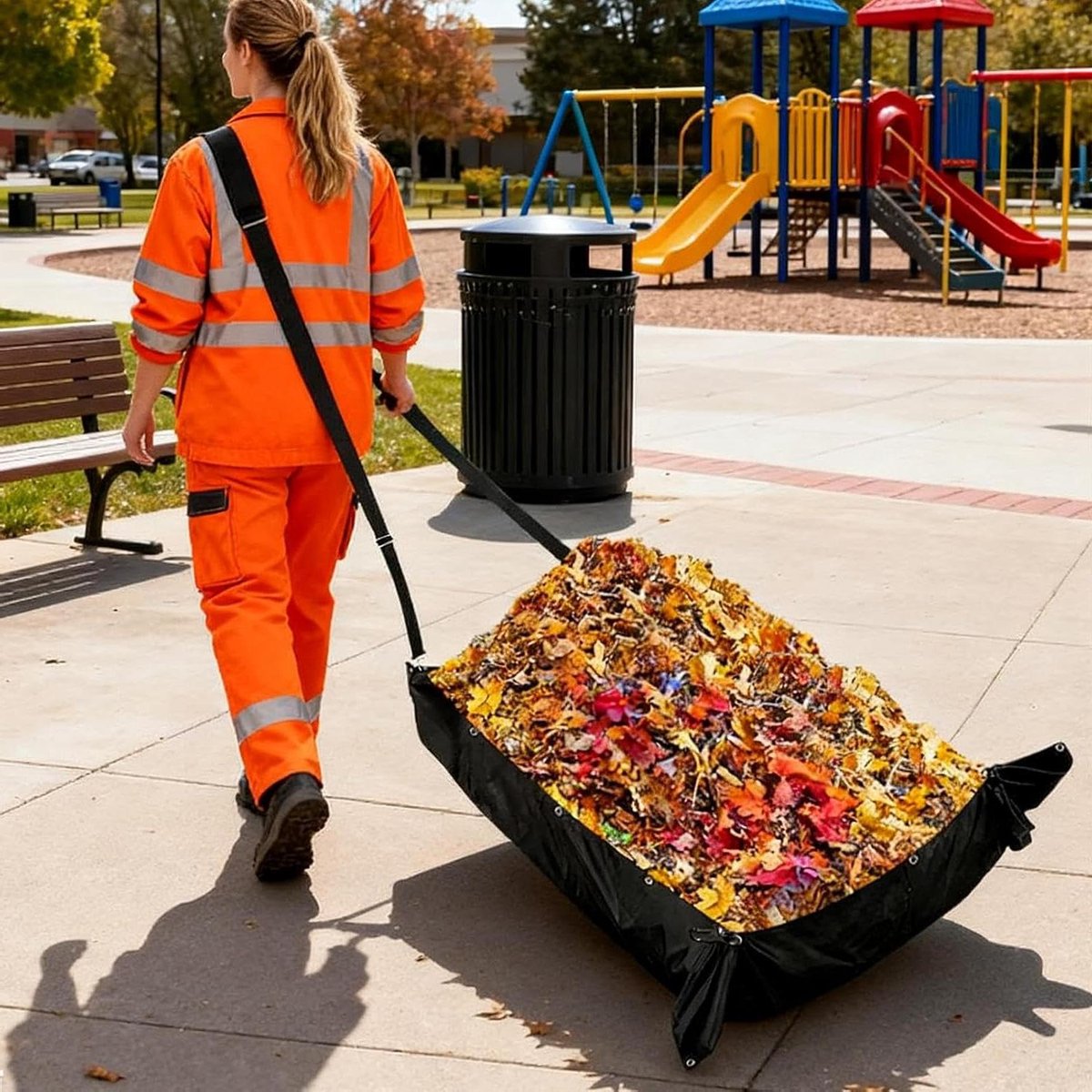 Robuuste Tuinzakken - Vuilniszakken Buiten - Afval Verzamelen - Versterkt Oxford Materiaal - 45 kg capaciteit - Zwart
