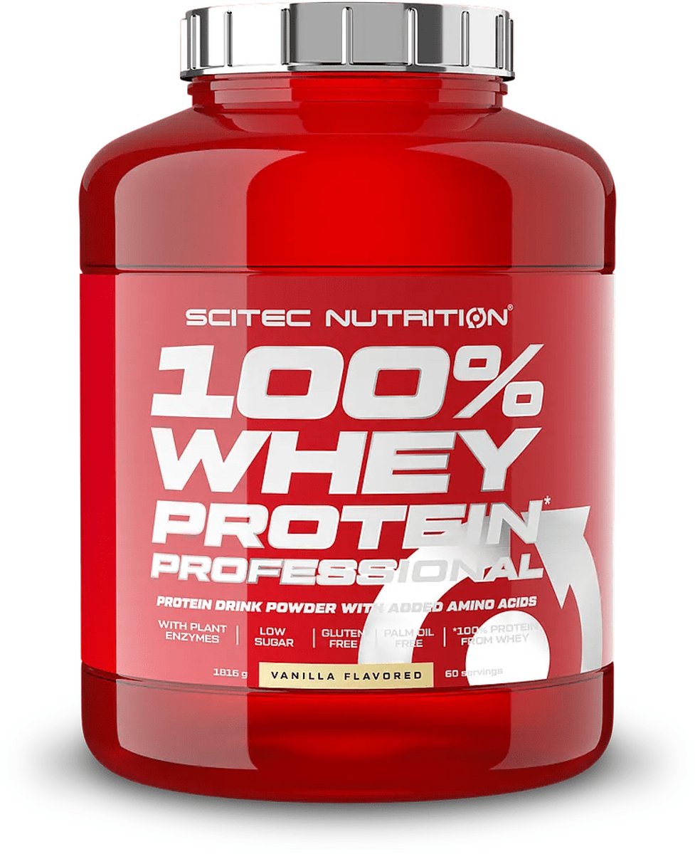 Scitec Nutrition® - 100% Whey Protein Professional (1816 gram - Vanilla) - Vanille - 60 eiwitshakes - Premium proteine poeder - eiwitpoeder met aminozuren