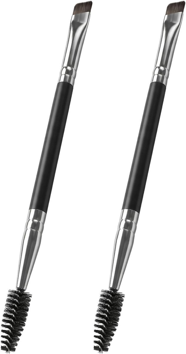 Dubbele Wenkbrauwborstel met Schuine en Eyeliner Uiteinden voor Nauwkeurige Make-up Toepassing en Perfecte Wenkbrauwen