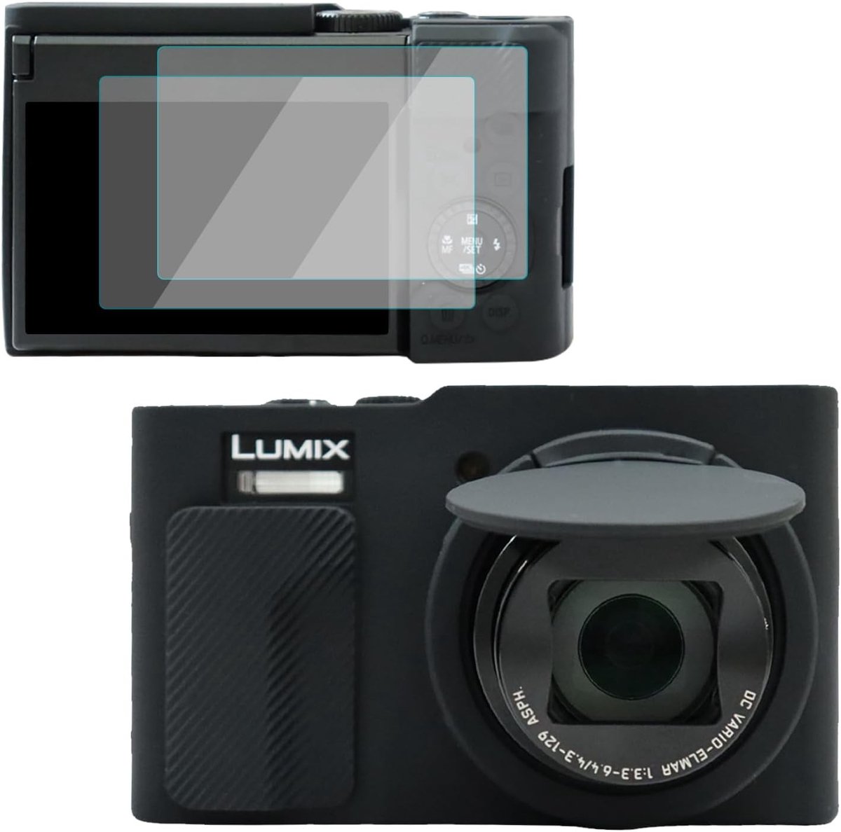 Camera Tas voor Panasonic Lumix TZ99 met 2 Schermbeschermers en Handriem, Zachte Silicone Bescherming, Lichtgewicht en Duurzaam