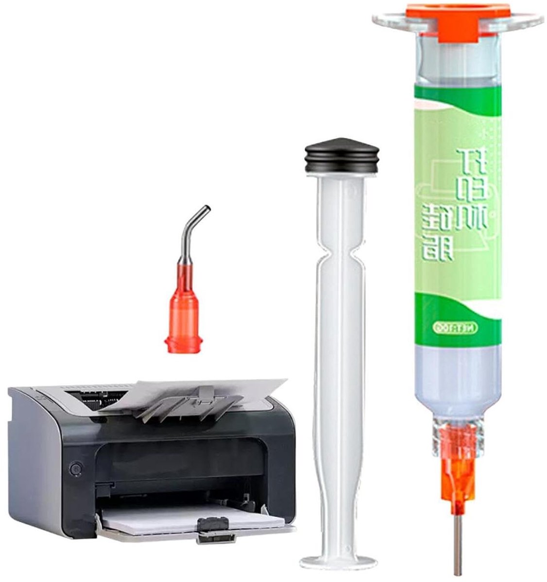 Printer Vet - Smeermiddel Geluidsarm - Machine Onderhoud - Precisie Spuit - 10 Gram - Wit