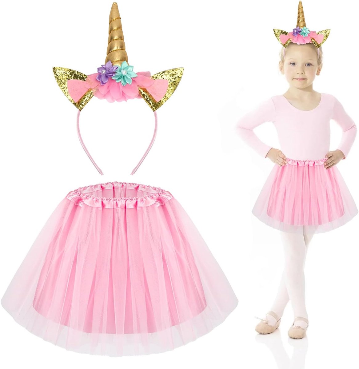 Kostuum rendier/eenhoorn/zeemeermin meisjes, haarband en tutu, rok bruin/roze/paars, dierenjurk voor meisjes voor Kerstmis, carnaval, Halloween, verjaardagsfeesten