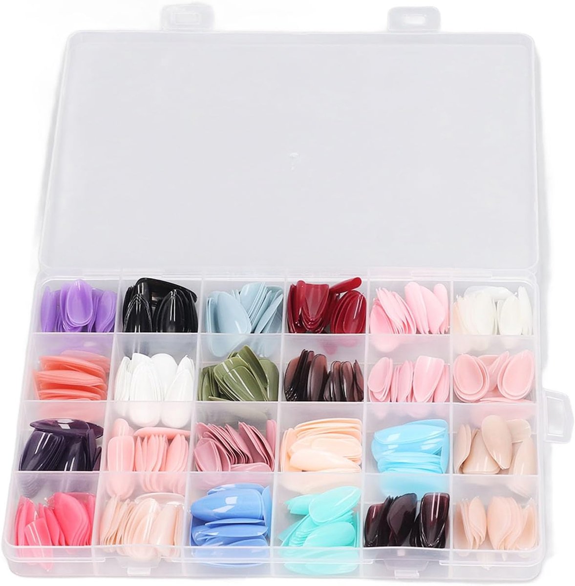 576 Stks Pers op Nagels, Pure Kleur Volledige Dekking Druk op Nep Nagel Tips Medium Lengte Amandelvorm Nep Nagels Set voor Vrouwen Meisjes