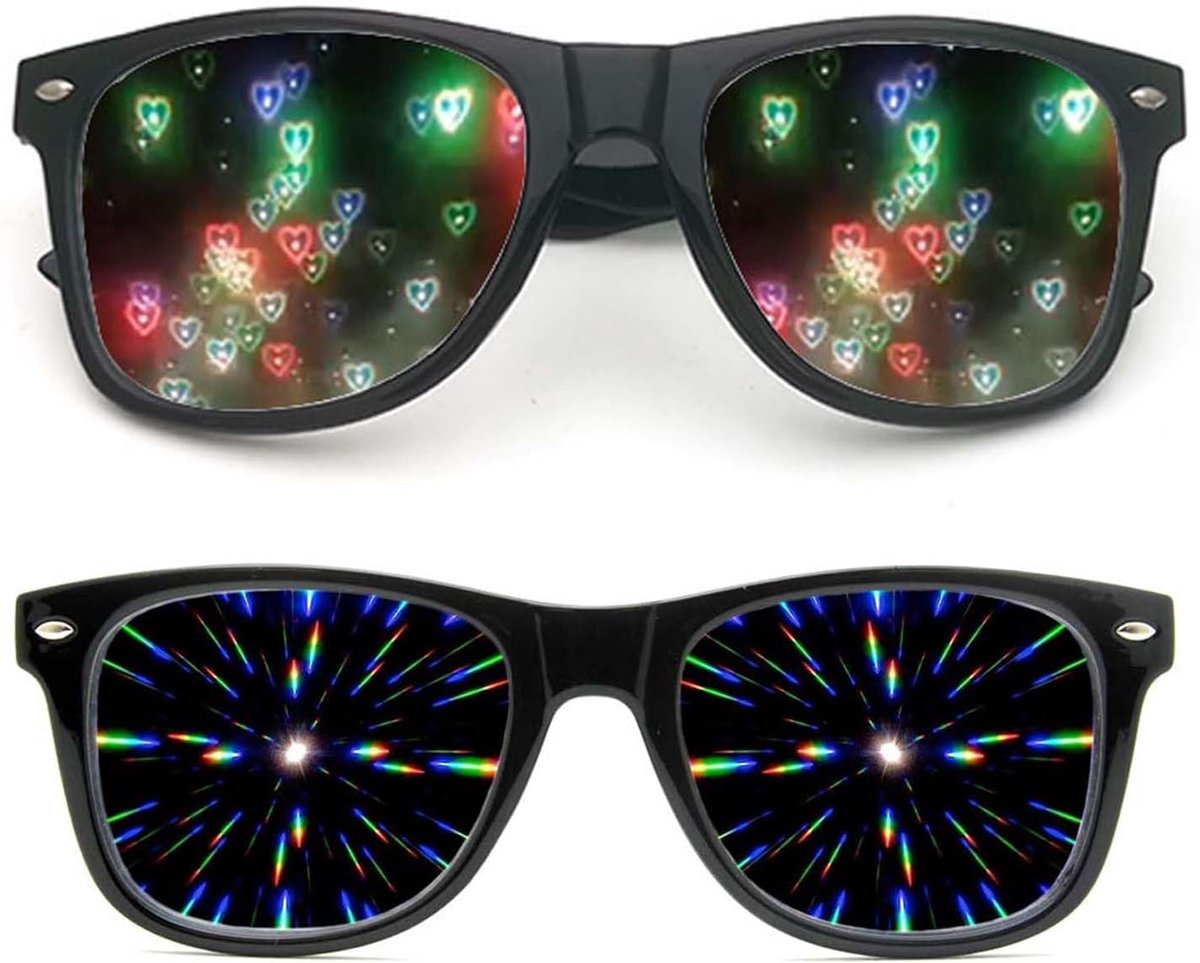 Brillen met regenboog-hart-effect voor muziekfestivals, vuurwerk, bars en rave-clubs