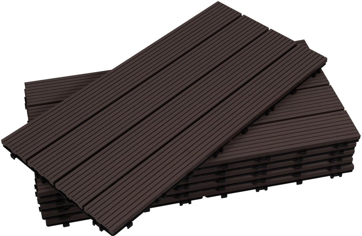 WPC tegels - Composiet vloer - Buitenruimte inrichten - Eenvoudig kliksysteem - 12 stuks 2 m² - Koffie