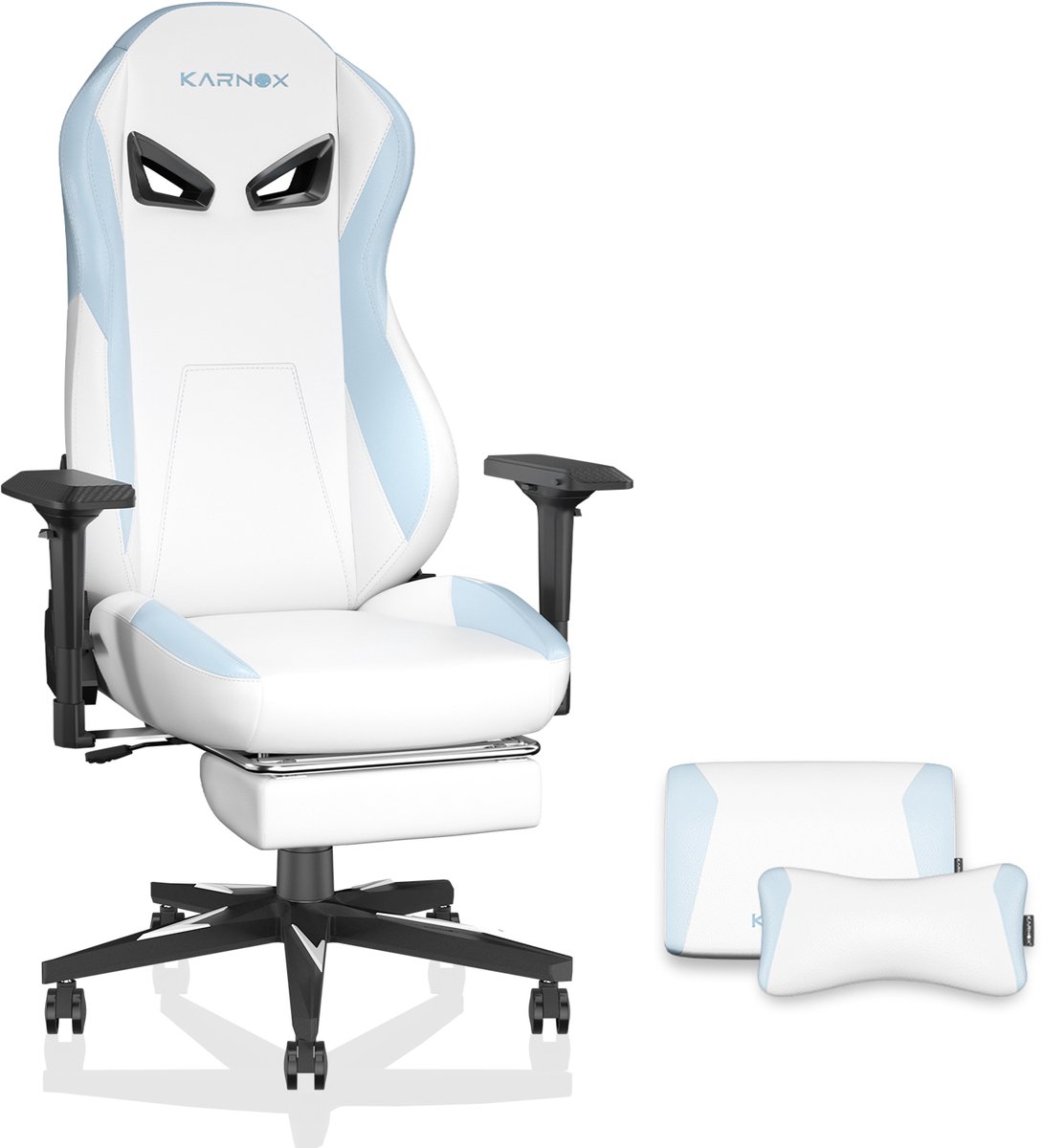Ergonomische gamingstoel met voetsteun - Hoge rugleuning - Hoogteverstelling - Verstelbare hoofd- en lendensteun - Racing ontwerp - Witte uitvoering
