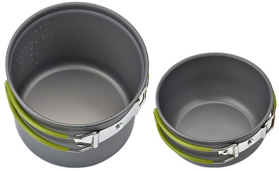 SnelShoppen - Picknick Camping Wandelen Backpacken Kookgerei Set - Aluminium Pot Pan Kom Set - Lichtgewicht en Duurzaam voor Buiten - Ideaal voor Kamp — afbeelding 5