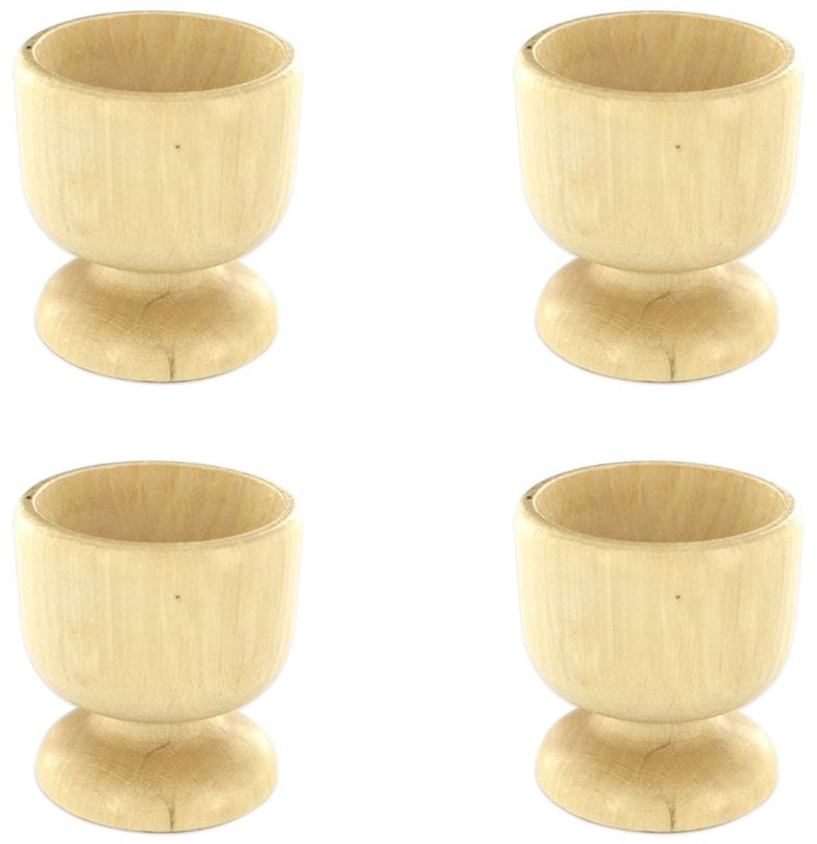 Set van 4 design eierdopjes van hout Fackelmann Wood Edition