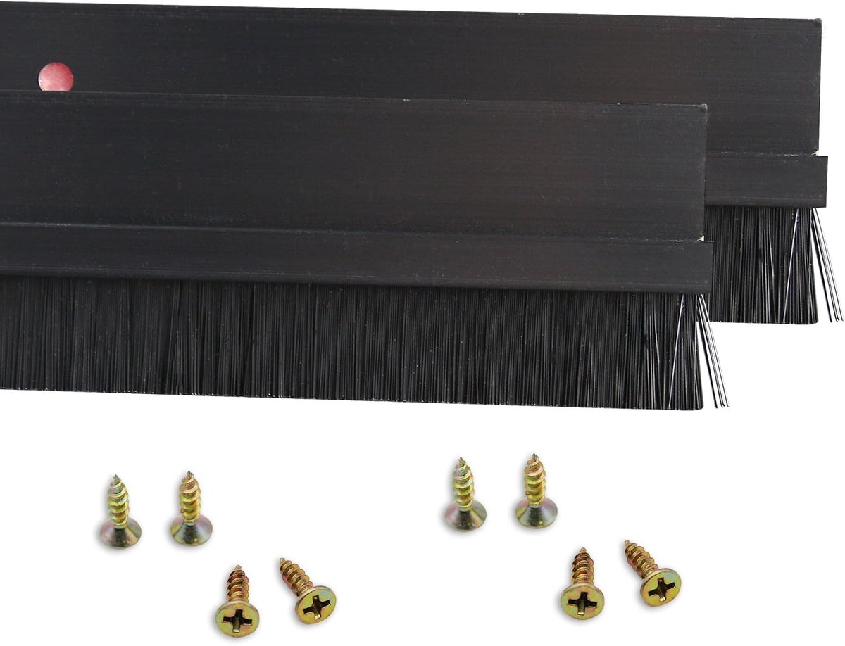 SnelShoppen - 2 Stuks Borstelafdichting Streepborstel 1000 mm x 20 mm H-vormige Aluminiumlegering Deurafdichting met Nylonborstel voor Effectieve Isol