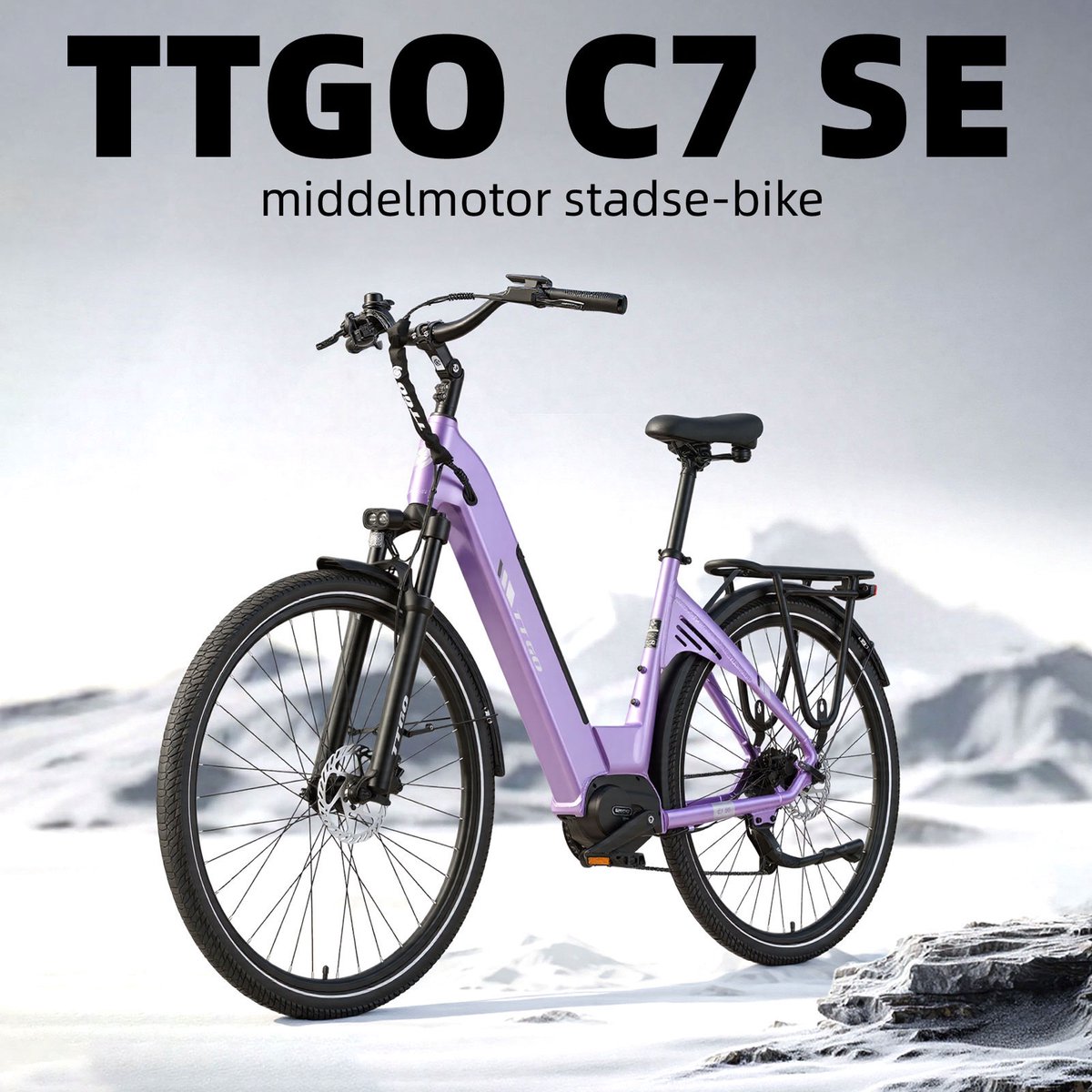 TTGO C7SE E-bike - 25 km/u - 28inch - 130km actieradius - 250W motor - 36V18Ah accu - 75NM - paars thumbnail 6