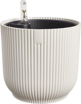 Elho Vibes Fold Rond avec Système D'Irrigation - Plastique 100% Recyclé - Pot De Fleurs pour Intérieur - Ø 22 cm - Blanc lin