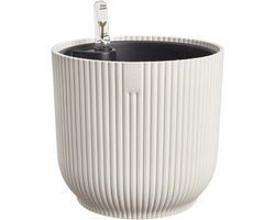 Elho Vibes Fold Rond 22 met Self-Watering Insert - Bloempot met Watermeter - 100% Gerecycled Plastic - Ø 22 x H 20.2 cm - Linnen wit