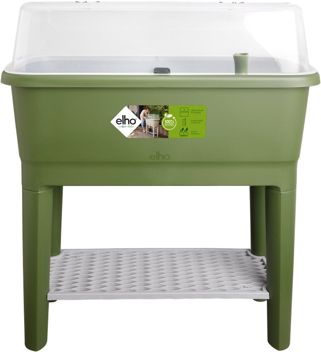 Bol.com Elho Noa Kweektafel 80 - Kweekbak op Poten met Deksel - Waterreservoir - Ø 78.5 x H 34.2 cm - Mosgroen aanbieding
