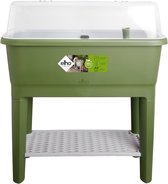 Elho Noa Kweektafel 80 - Kweekbak op Poten met Deksel - Waterreservoir - Ø 78.5 x H 34.2 cm - Mosgroen