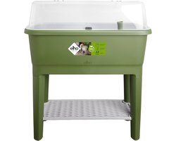 Elho Noa Kweektafel 80 - Kweekbak op Poten met Deksel - Waterreservoir - Ø 78.5 x H 34.2 cm - Mosgroen