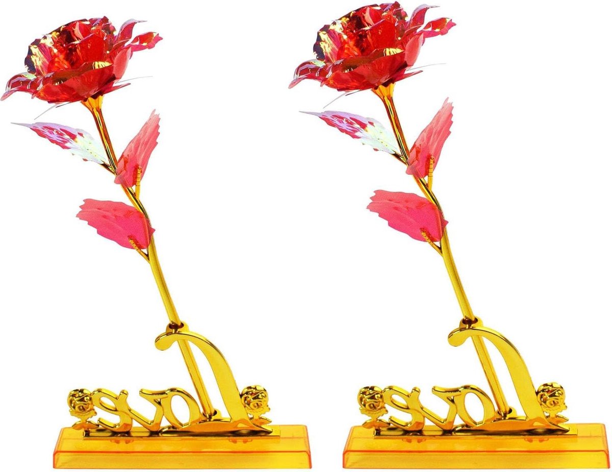 Gouden Roos Set - Vergulde Rozen - Cadeau Geven - Eeuwige Glans - 27 cm - Goud