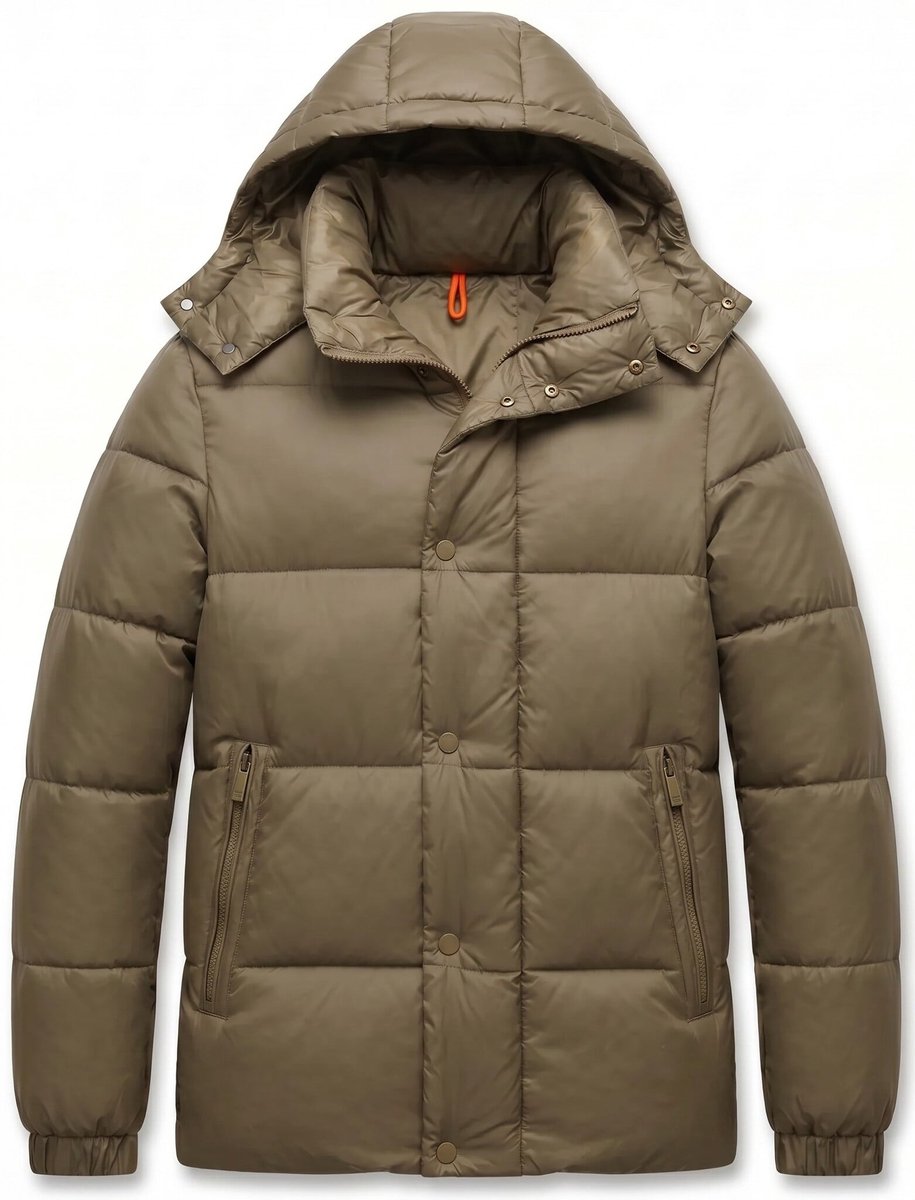 Puffer Jas Heren - Jassen Heren Winter - 8055 - Bruin - Maat L