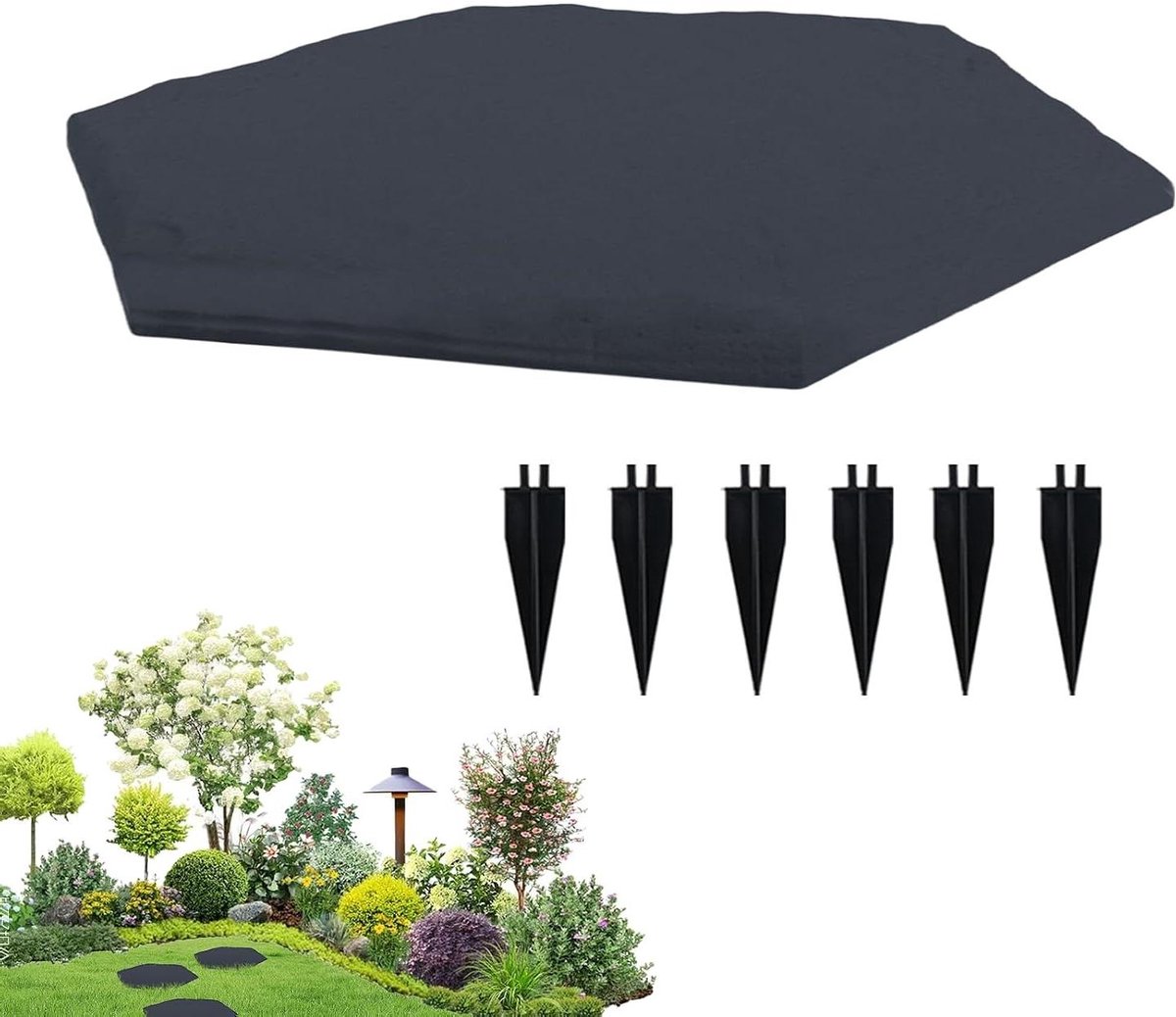 Tuinstenen Decoratie - Buitenstenen Vloerplaten - Tuin Verfraaien - Met Grondpennen - 44.8 cm Zeshoekig - Ruw