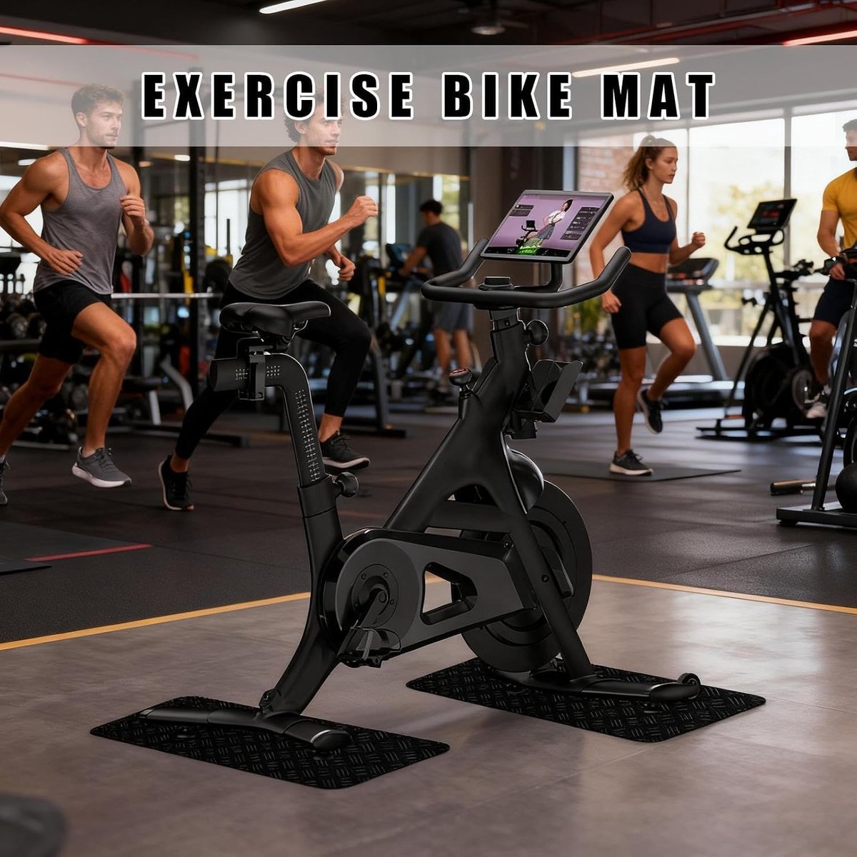 Fietsmat voor binnen - Hometrainer mat loopband - Vloer beschermen - Trillingsdempende laag - 63.5 x 30 cm - Zwart