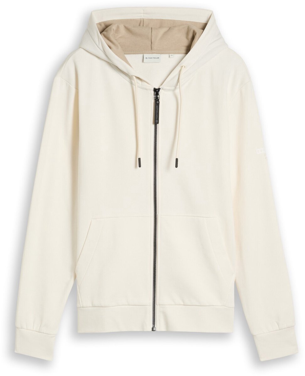 Tom Tailor - Basic hoodie-sweatjack - Maat XL - cloud off white