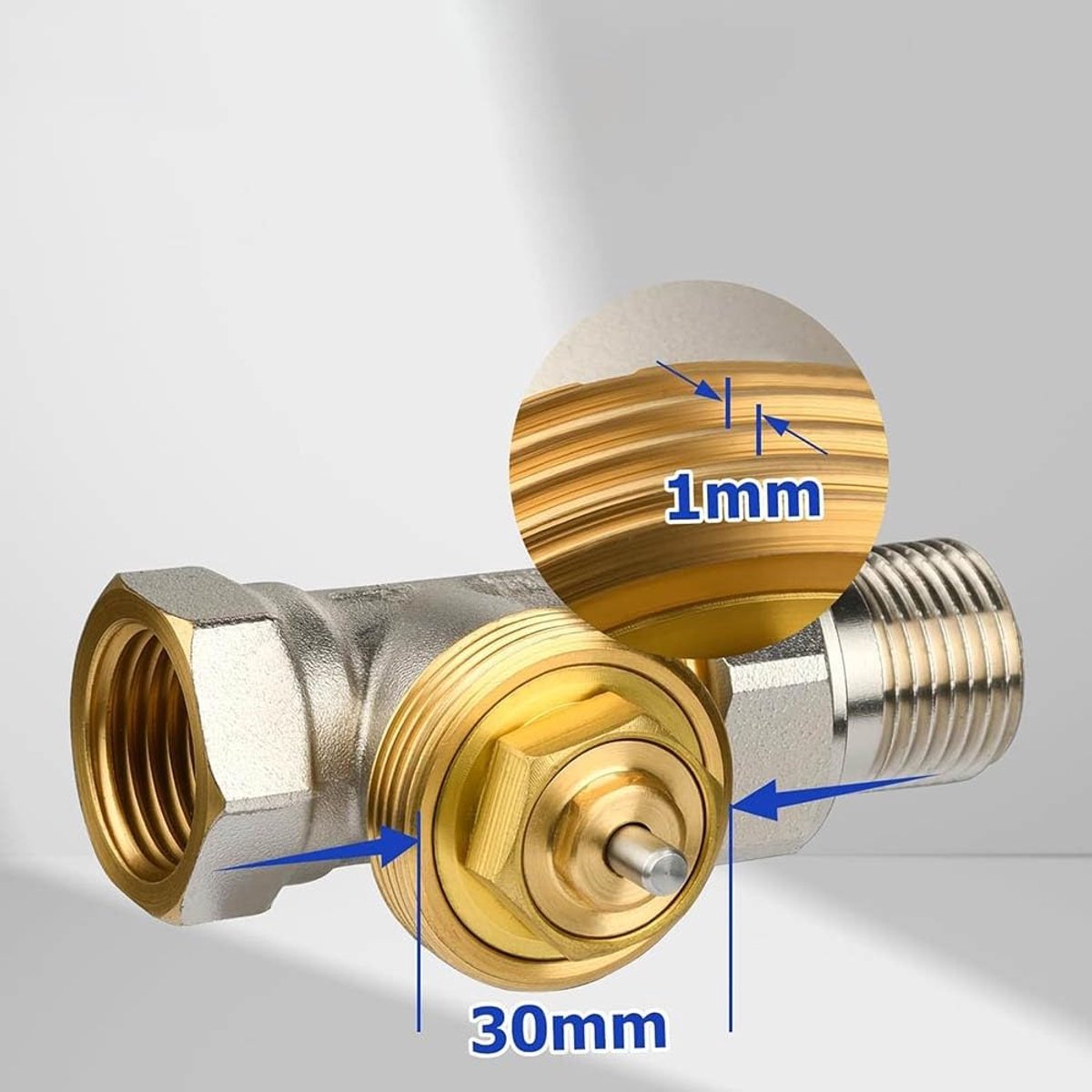 Thermostatische ventieladapter - Messing converter radiator - Verwarming upgraden - M30x1.0 naar M30x1.5 - 2 stuks - Zilver