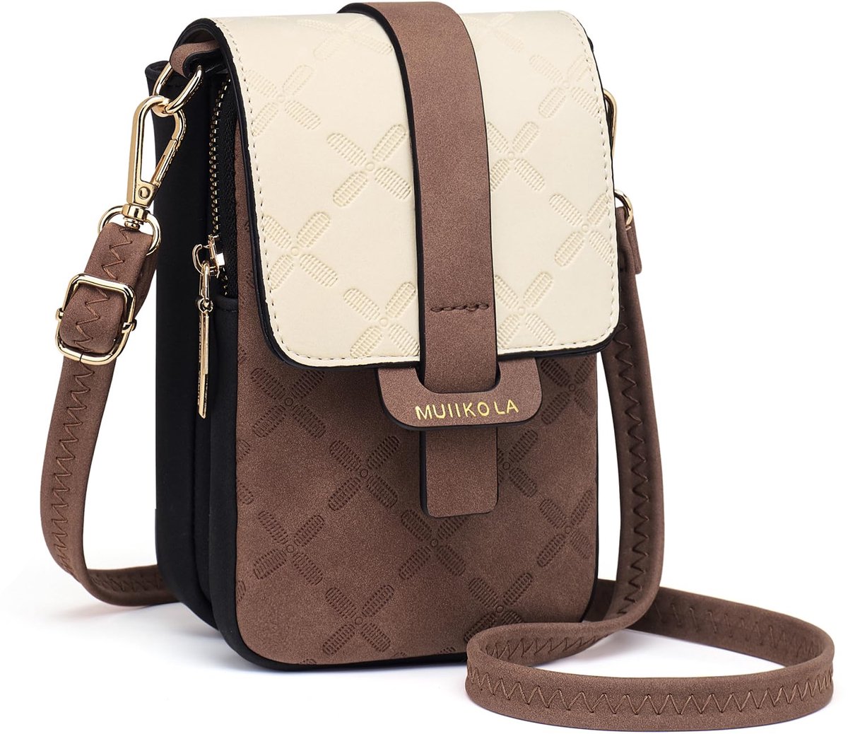 SnelShoppen - Kleine Telefoontas Schoudertas PU Leder Dames met Kaartsleuven, Verstelbare Brede Riem, Crossbody Tas met Meerdere Zakken voor Feest, Da