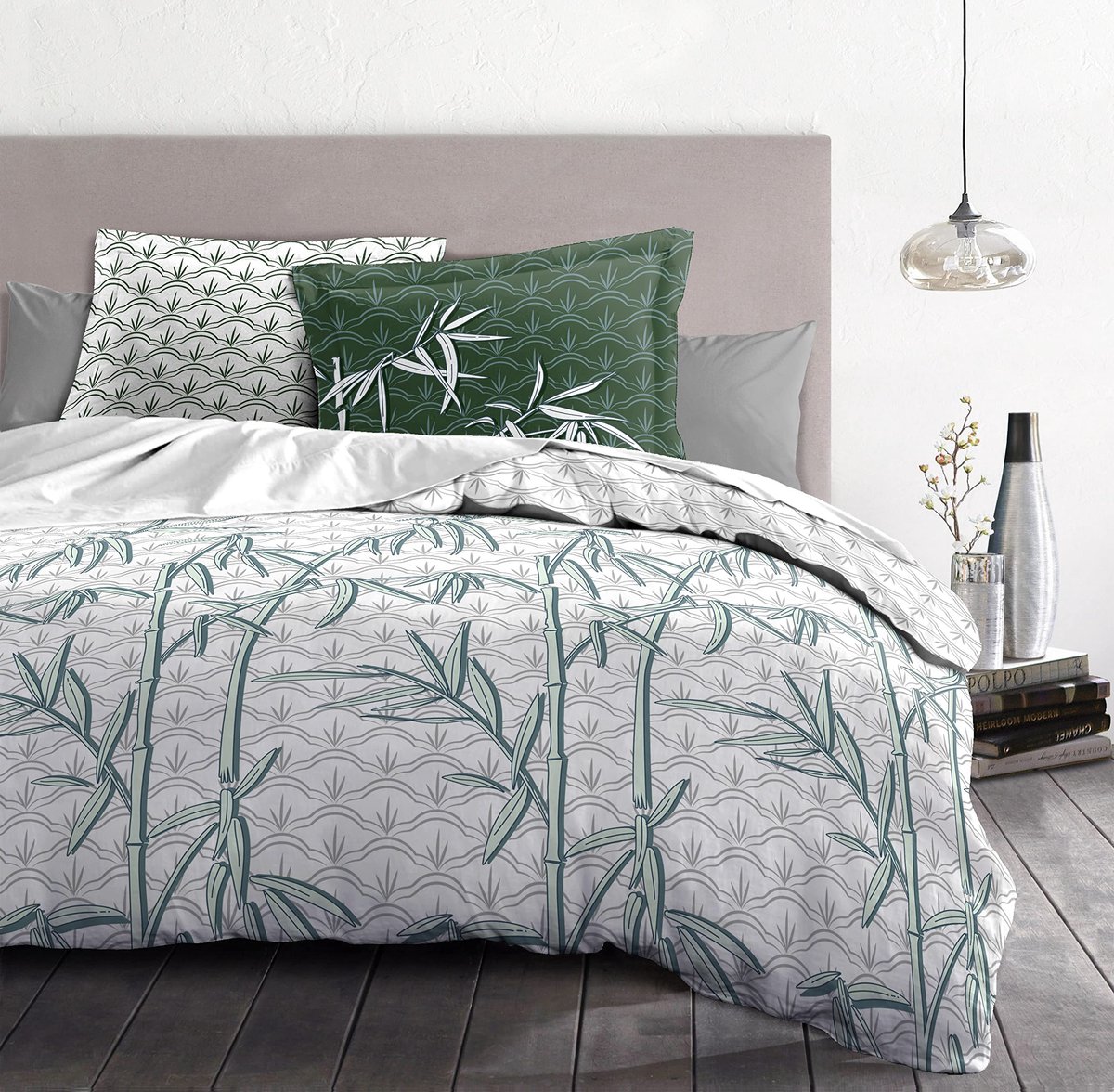 SnelShoppen - Home Linge Passion Dekbedovertrek 3-delig 100% Katoen 57 draden/cm² 2 Persoons 220 x 240 cm Ondina Groen voor Stijlvolle Slaapkamer